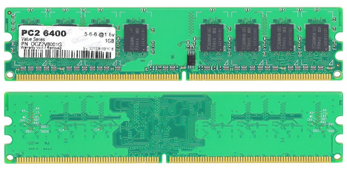 Foto de un módulo DDR2 · 240 pines